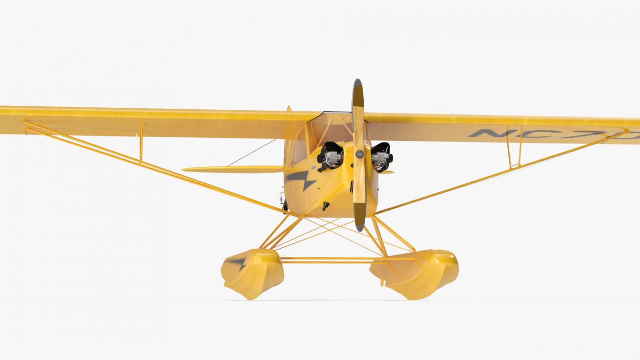 3D Classic Monoplane Aircraft Piper J-3 with Floats model