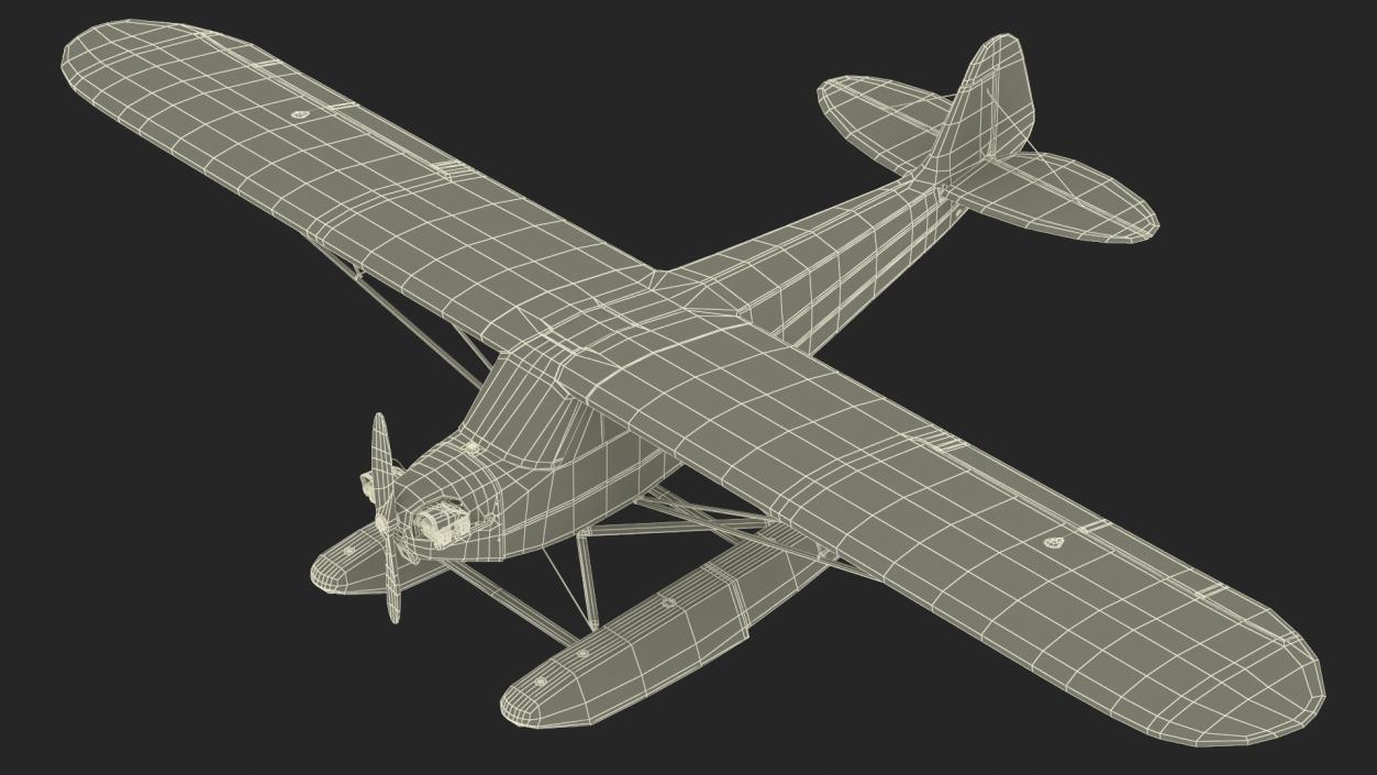 3D Classic Monoplane Aircraft Piper J-3 with Floats model