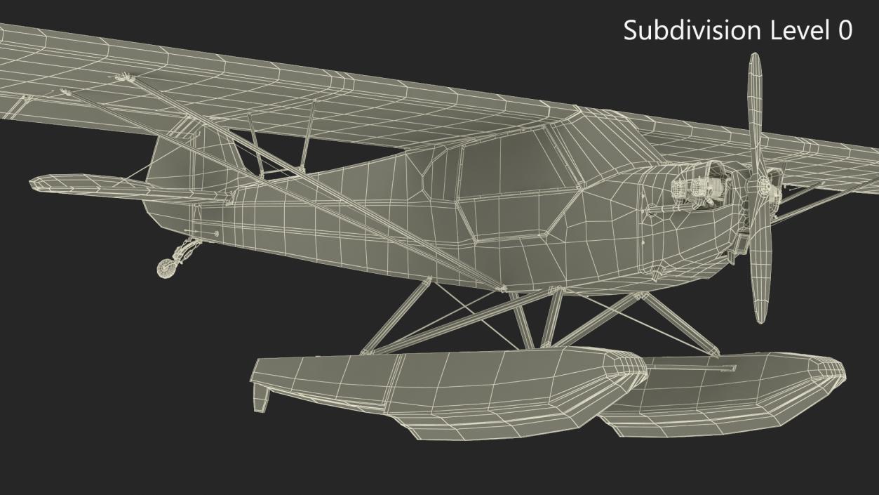 3D Classic Monoplane Aircraft Piper J-3 with Floats model