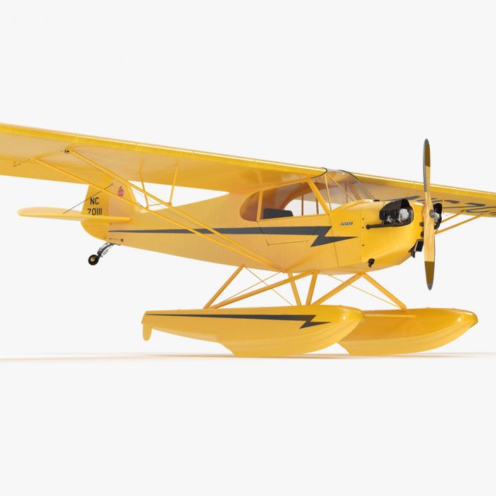 3D Classic Monoplane Aircraft Piper J-3 with Floats model