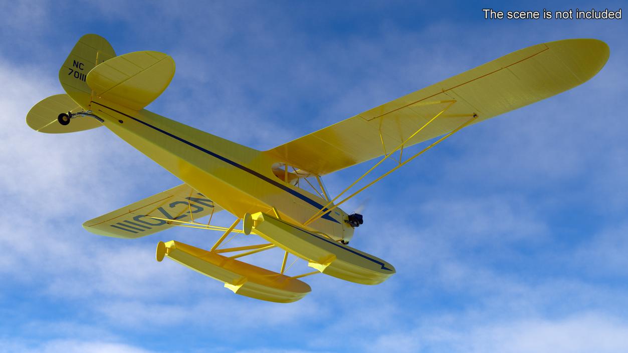 3D Classic Monoplane Aircraft Piper J-3 with Floats model