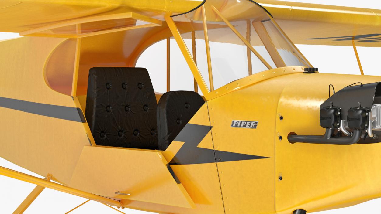 3D Classic Monoplane Aircraft Piper J-3 with Floats model