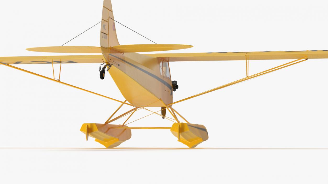 3D Classic Monoplane Aircraft Piper J-3 with Floats model