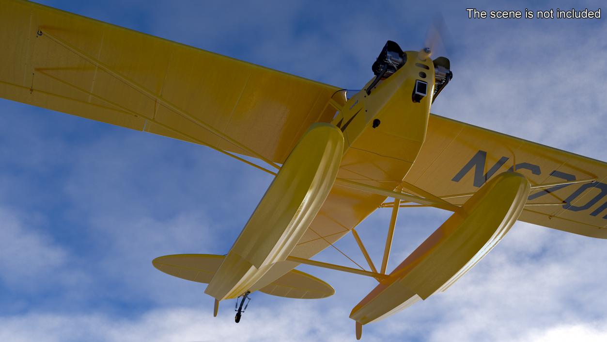 3D Classic Monoplane Aircraft Piper J-3 with Floats model