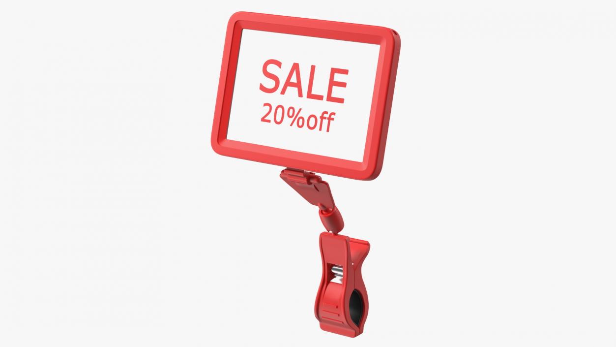 3D model Plastic Tag with Clip Red