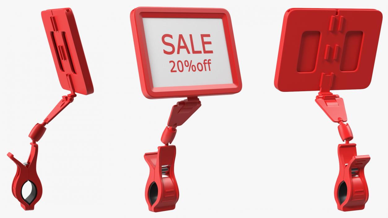 3D model Plastic Tag with Clip Red