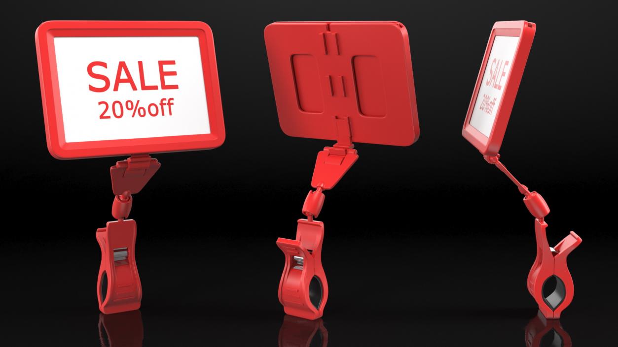 3D model Plastic Tag with Clip Red