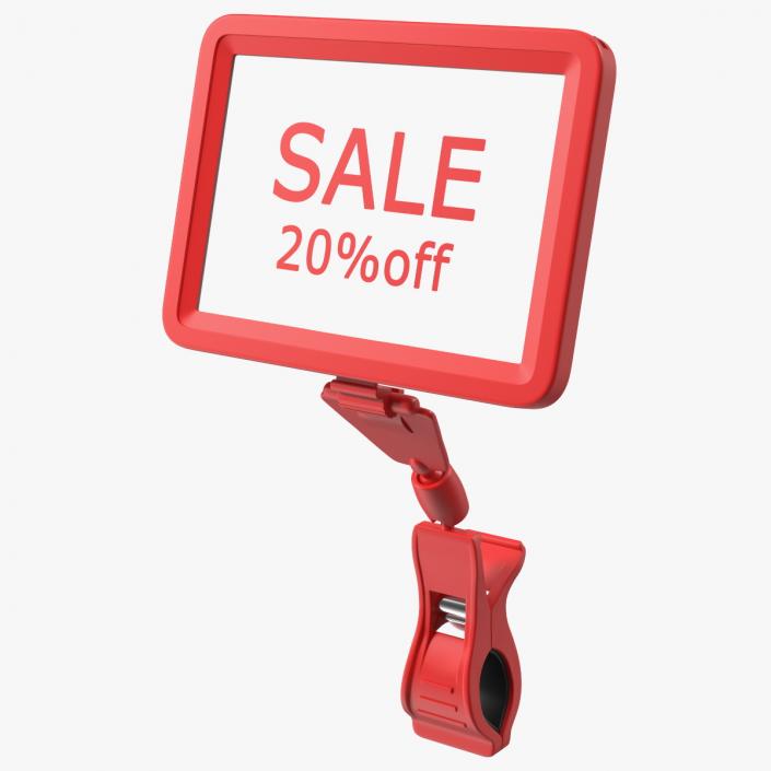 3D model Plastic Tag with Clip Red