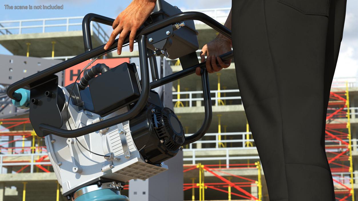 Construction Worker with Tamping Rammer 3D model