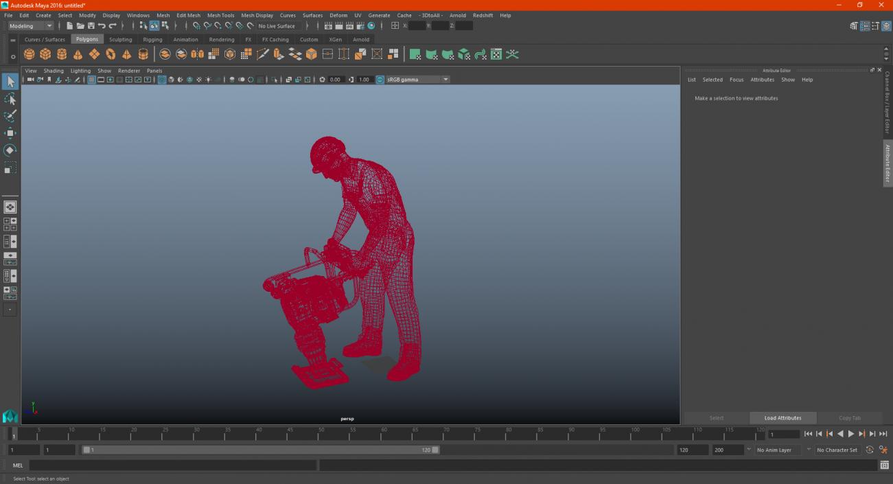 Construction Worker with Tamping Rammer 3D model