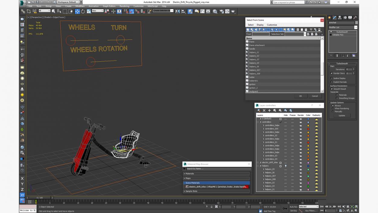 3D model Electric Drift Tricycle Rigged