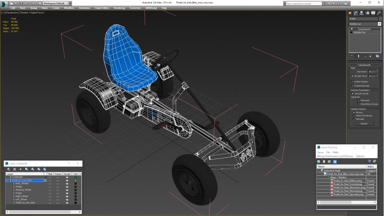 3D Pedal Go Kart Blue model