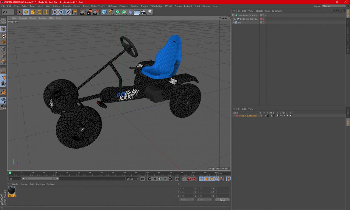 3D Pedal Go Kart Blue model