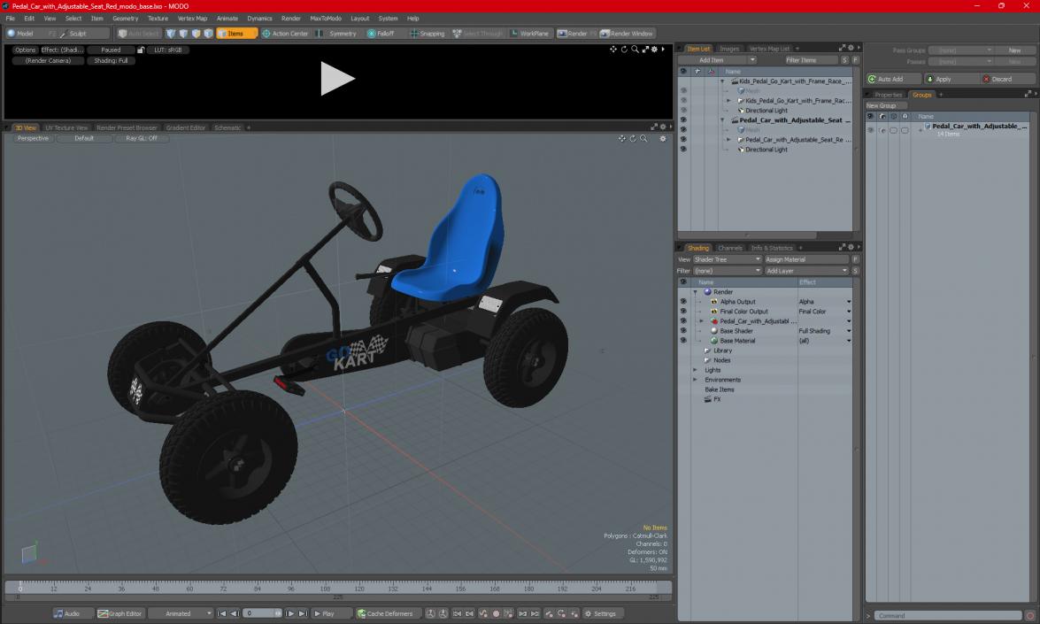 3D Pedal Go Kart Blue model