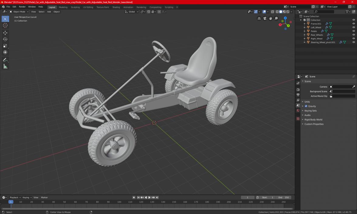 3D Pedal Go Kart Blue model