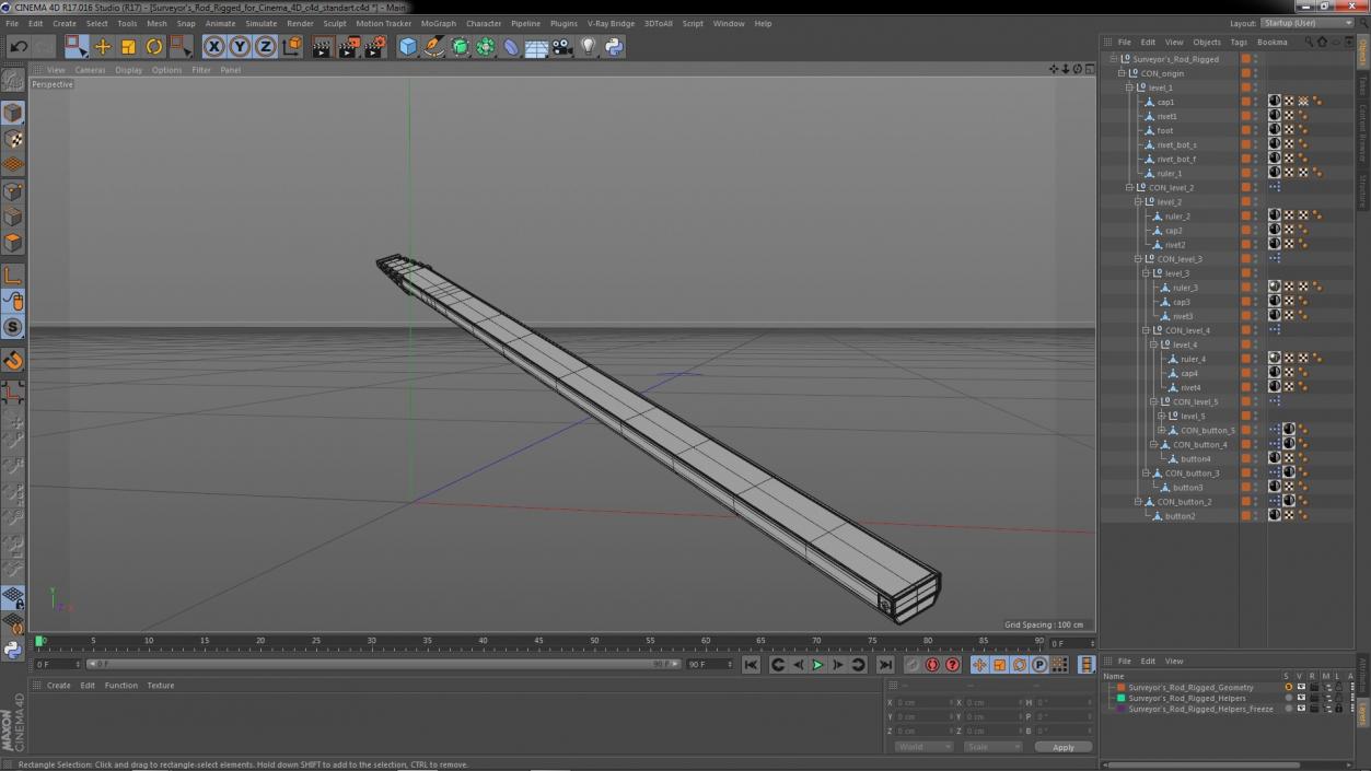 Surveyors Rod Rigged for Cinema 4D 3D model