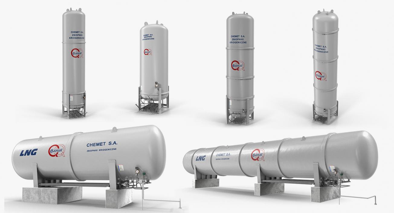 3D LNG Cryogenic Storage Tanks Collection model