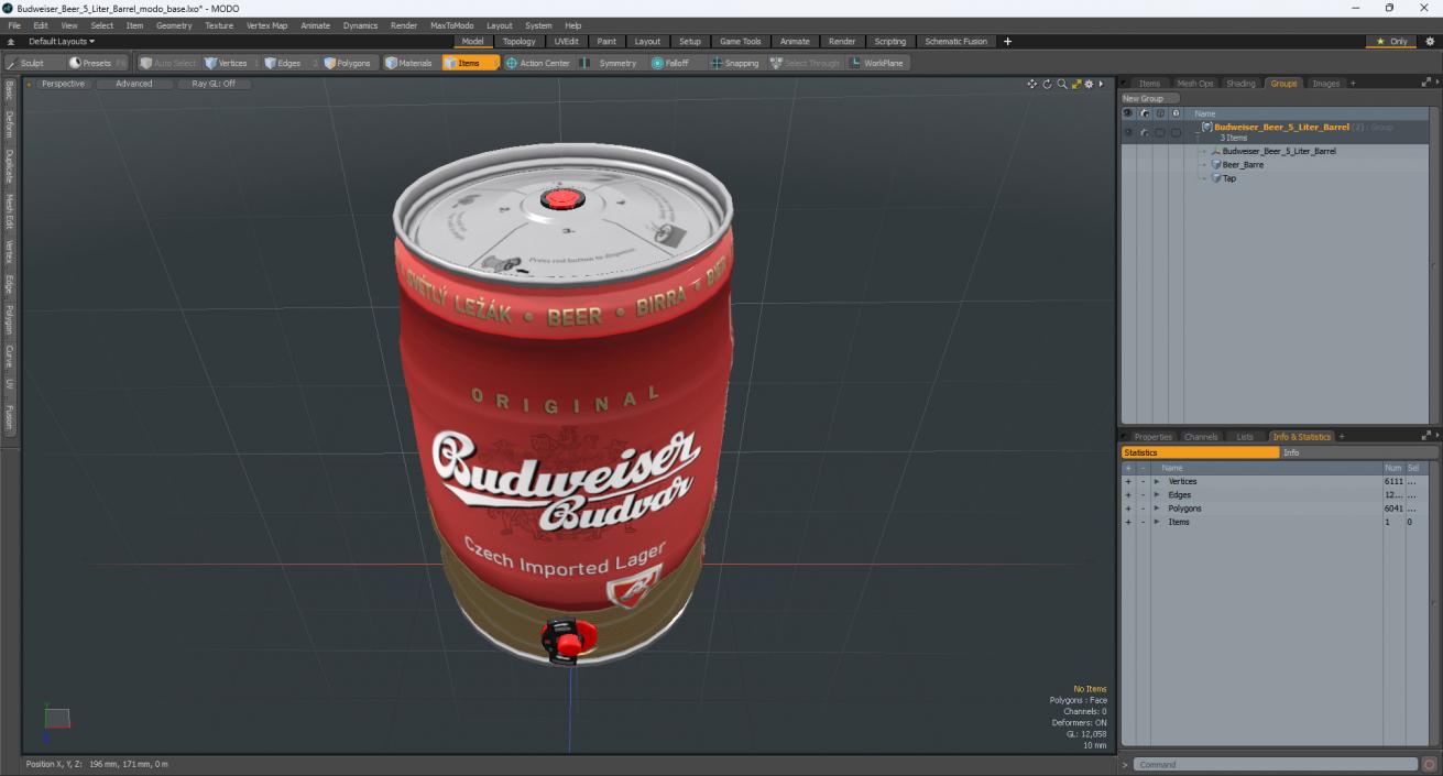 Budweiser Beer 5 Liter Barrel 3D model