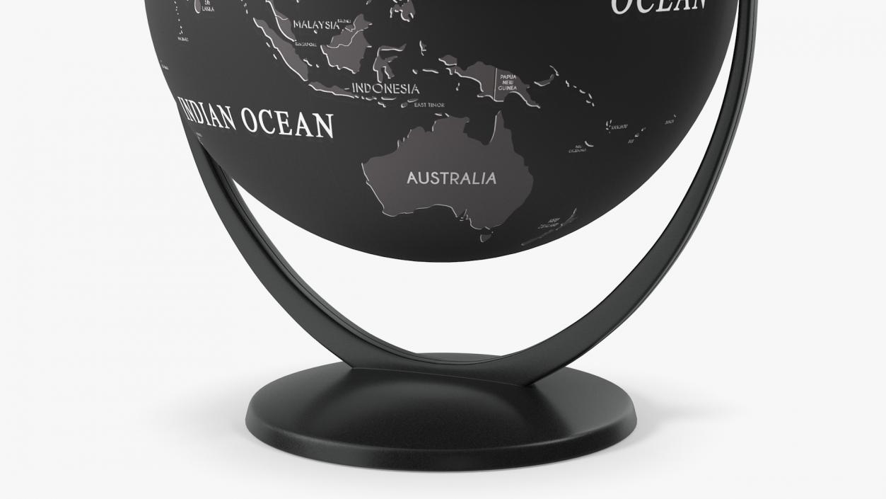 3D Black World Globe with Stand model