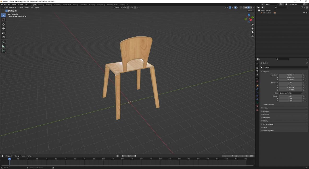 3D Library Chair model