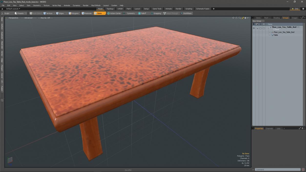 3D Floor Low Tea Table Red model