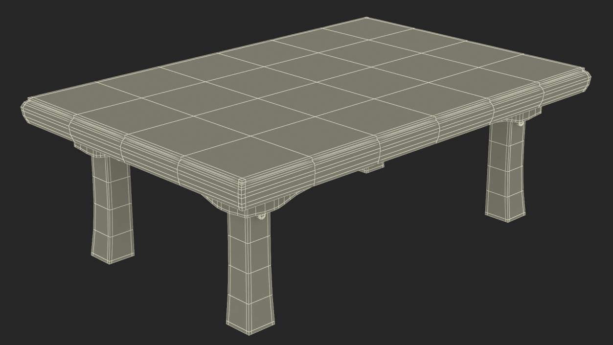 3D Floor Low Tea Table Red model