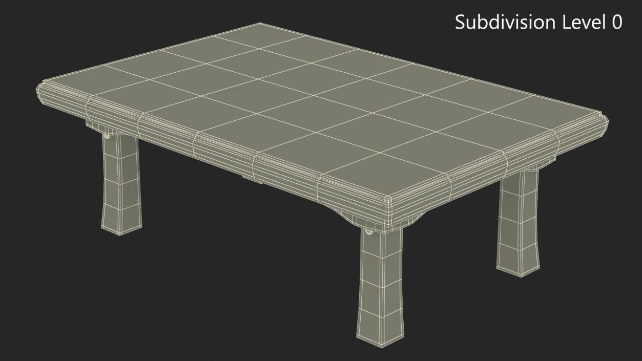 3D Floor Low Tea Table Red model