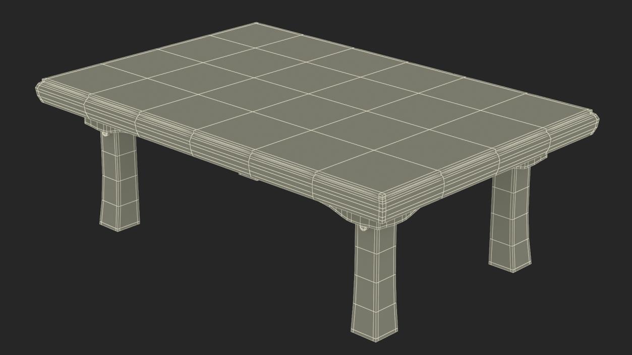 3D Floor Low Tea Table Red model