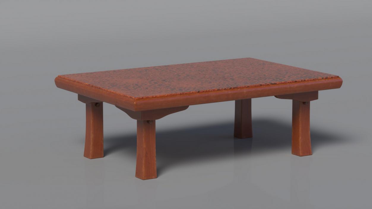 3D Floor Low Tea Table Red model