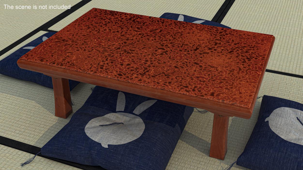 3D Floor Low Tea Table Red model