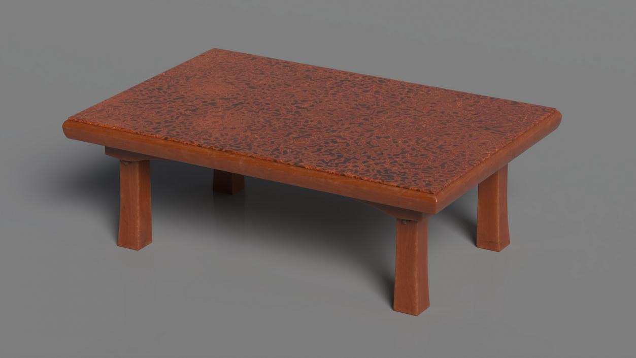 3D Floor Low Tea Table Red model