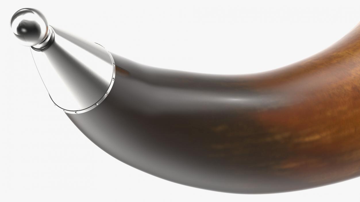 Old Dark Drinking Horn with Silver Trim 3D model