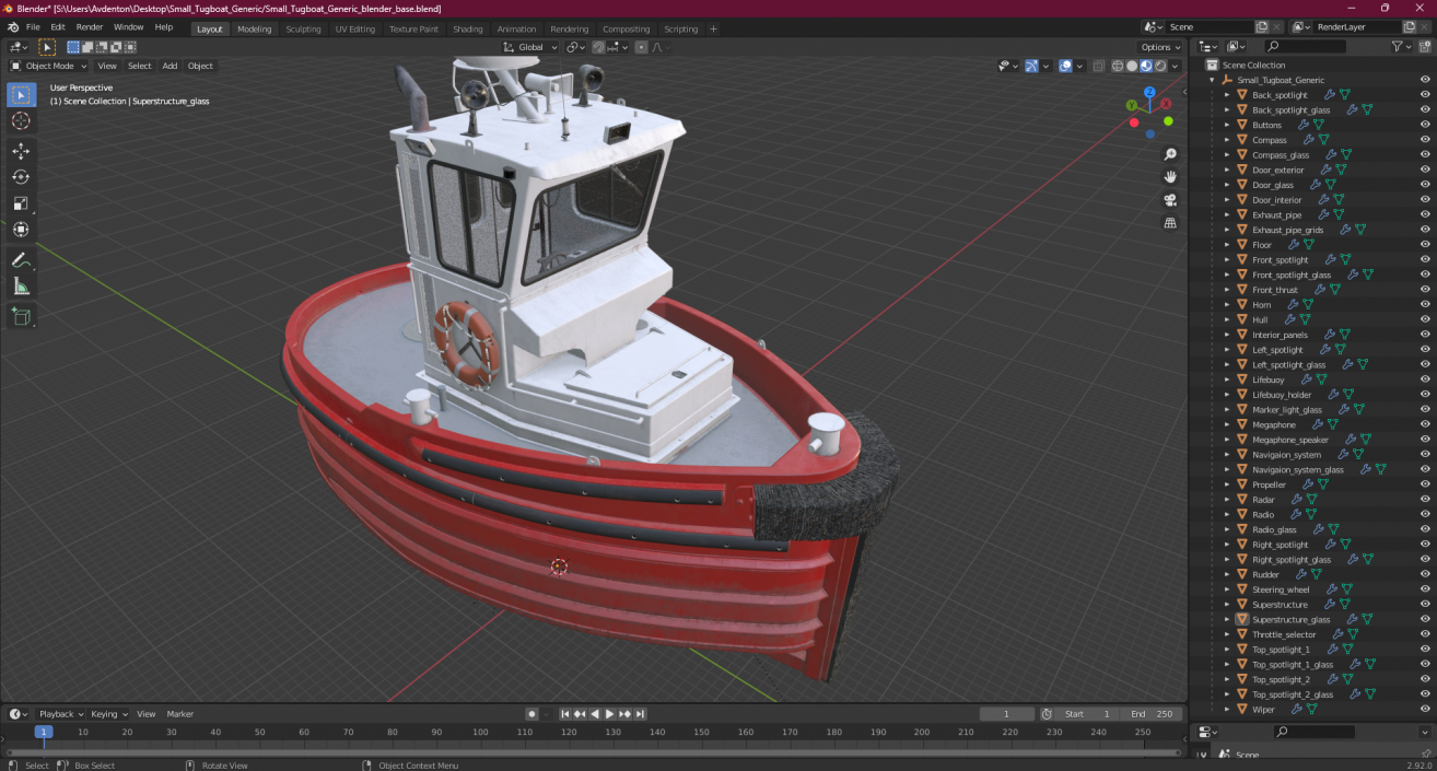 3D Small Tugboat Generic 2 model