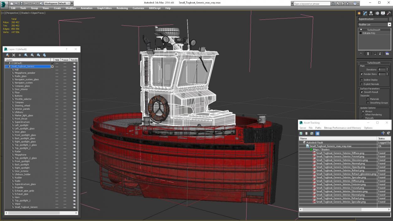 3D Small Tugboat Generic 2 model