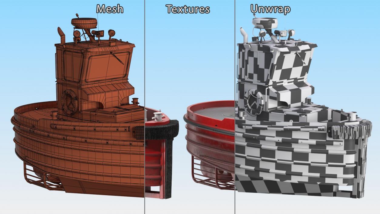 3D Small Tugboat Generic 2 model