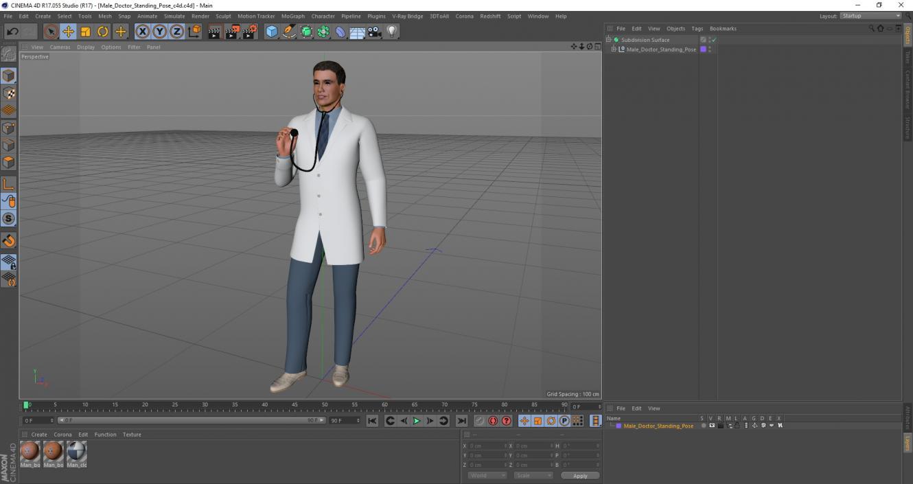 3D model Male Doctor Standing Pose