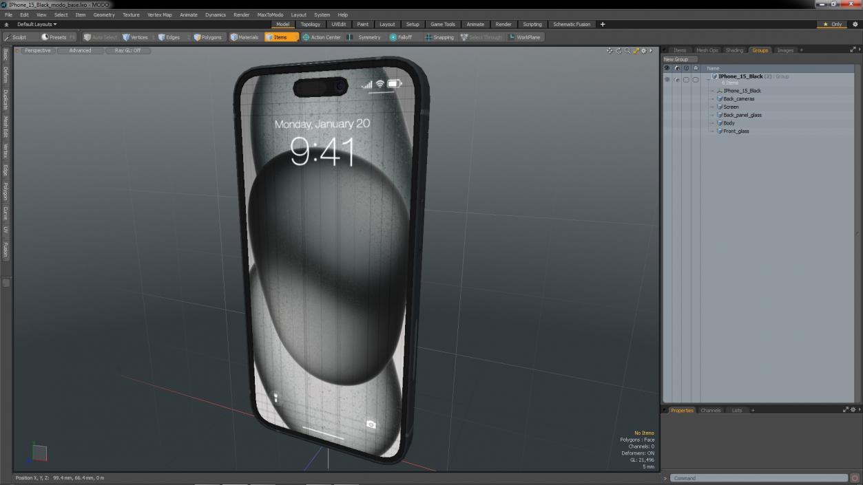 3D model IPhone 15 Black