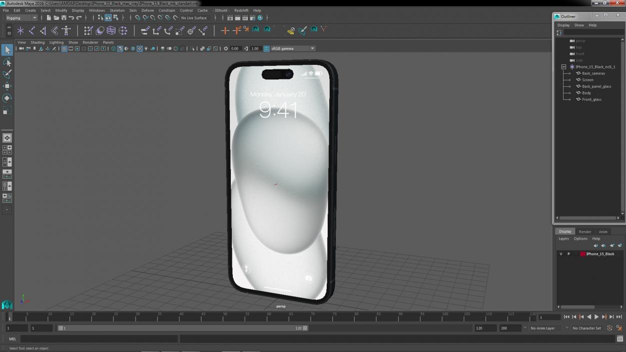 3D model IPhone 15 Black