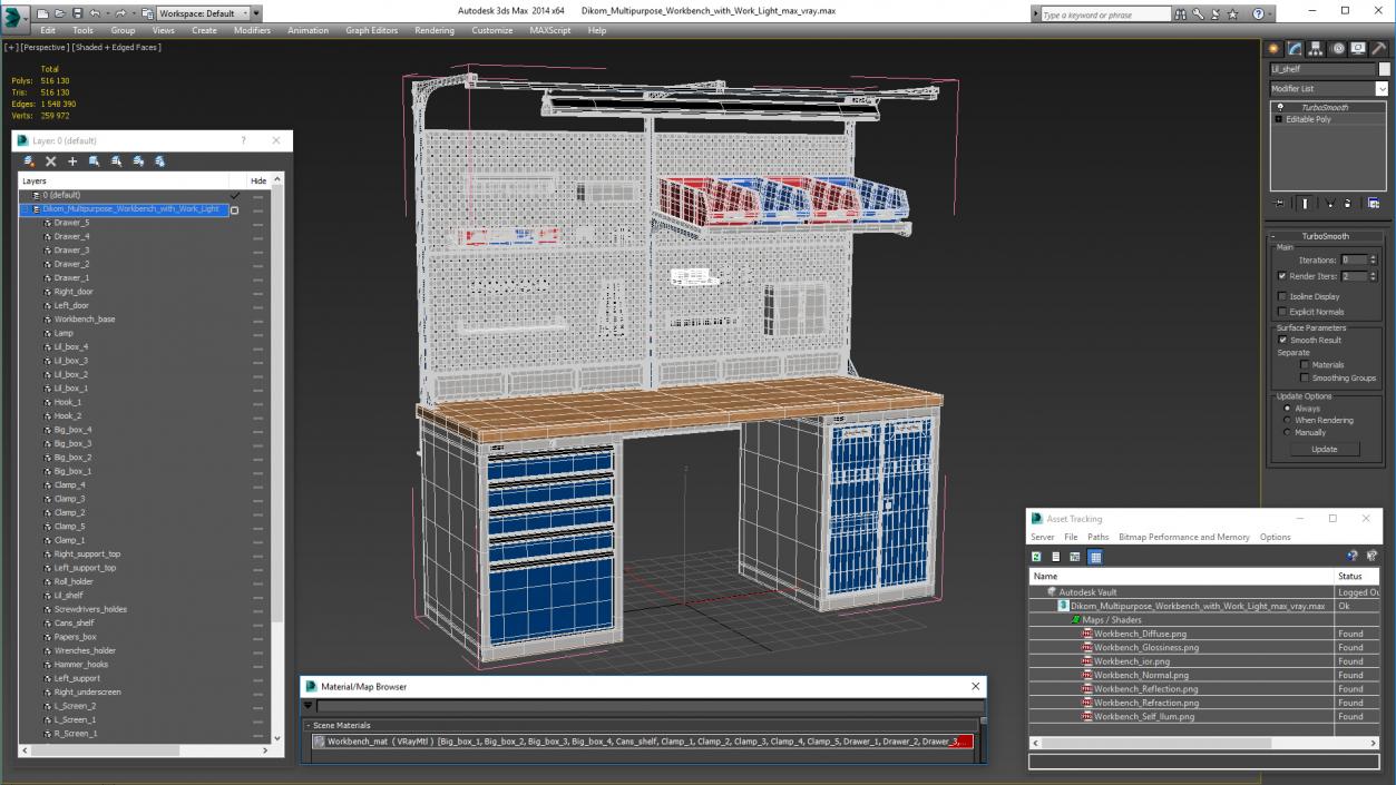 Dikom Multipurpose Workbench with Work Light 3D model