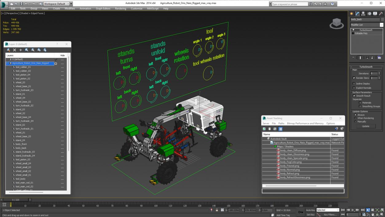 Agriculture Robot Orio Naio Rigged 3D model