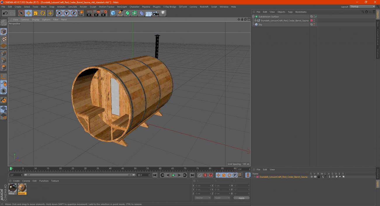 3D Dundalk LeisureCraft Red Cedar Barrel Sauna model