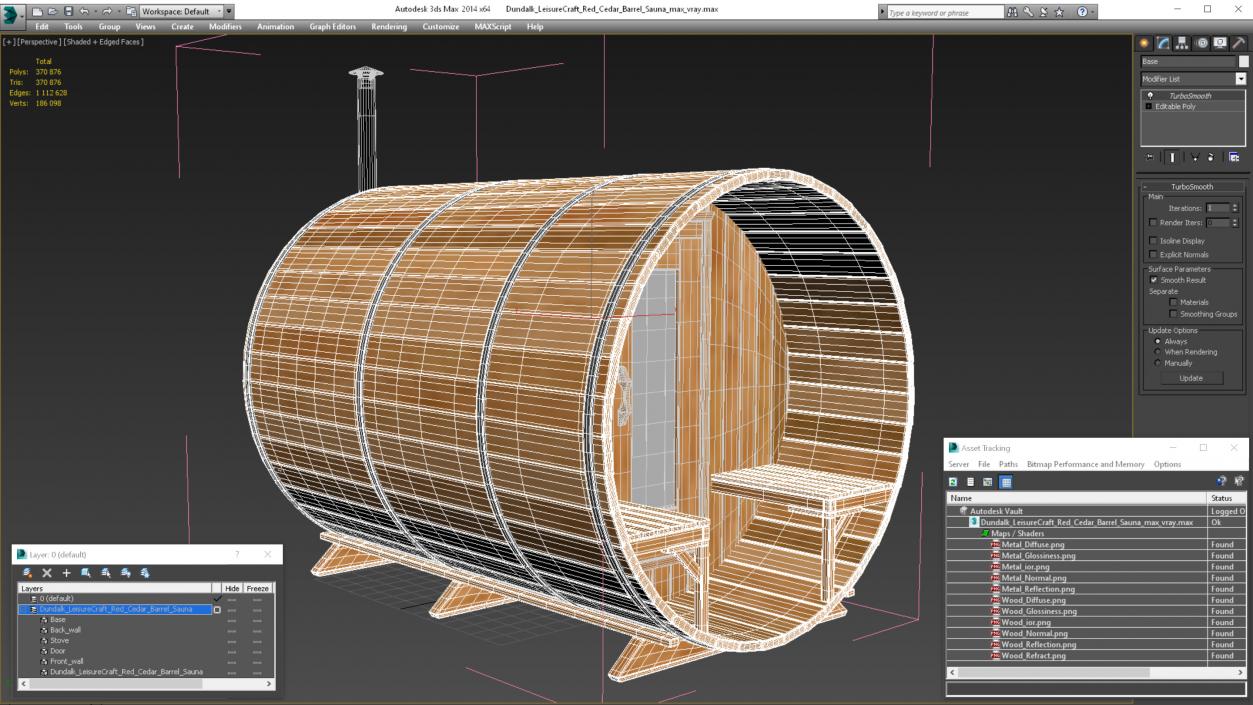 3D Dundalk LeisureCraft Red Cedar Barrel Sauna model