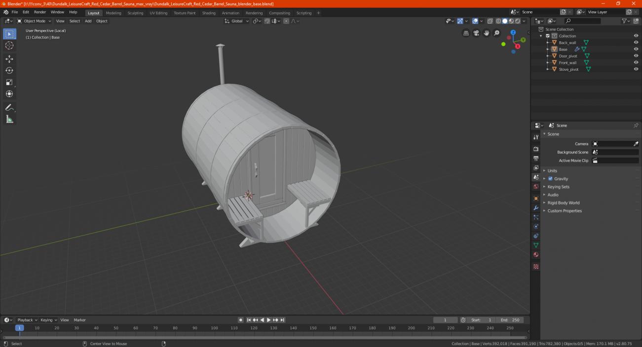 3D Dundalk LeisureCraft Red Cedar Barrel Sauna model