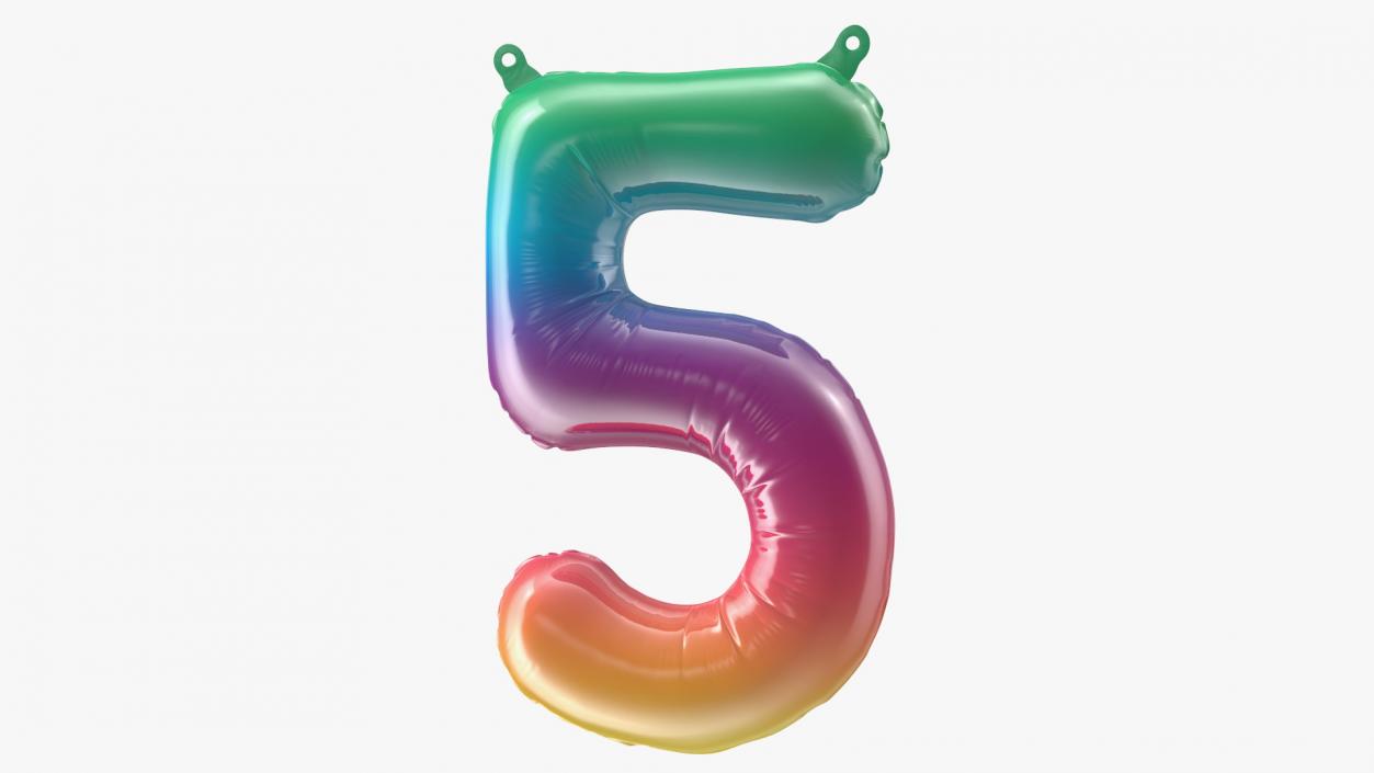 3D model Balloon Numbers 5 Rainbow