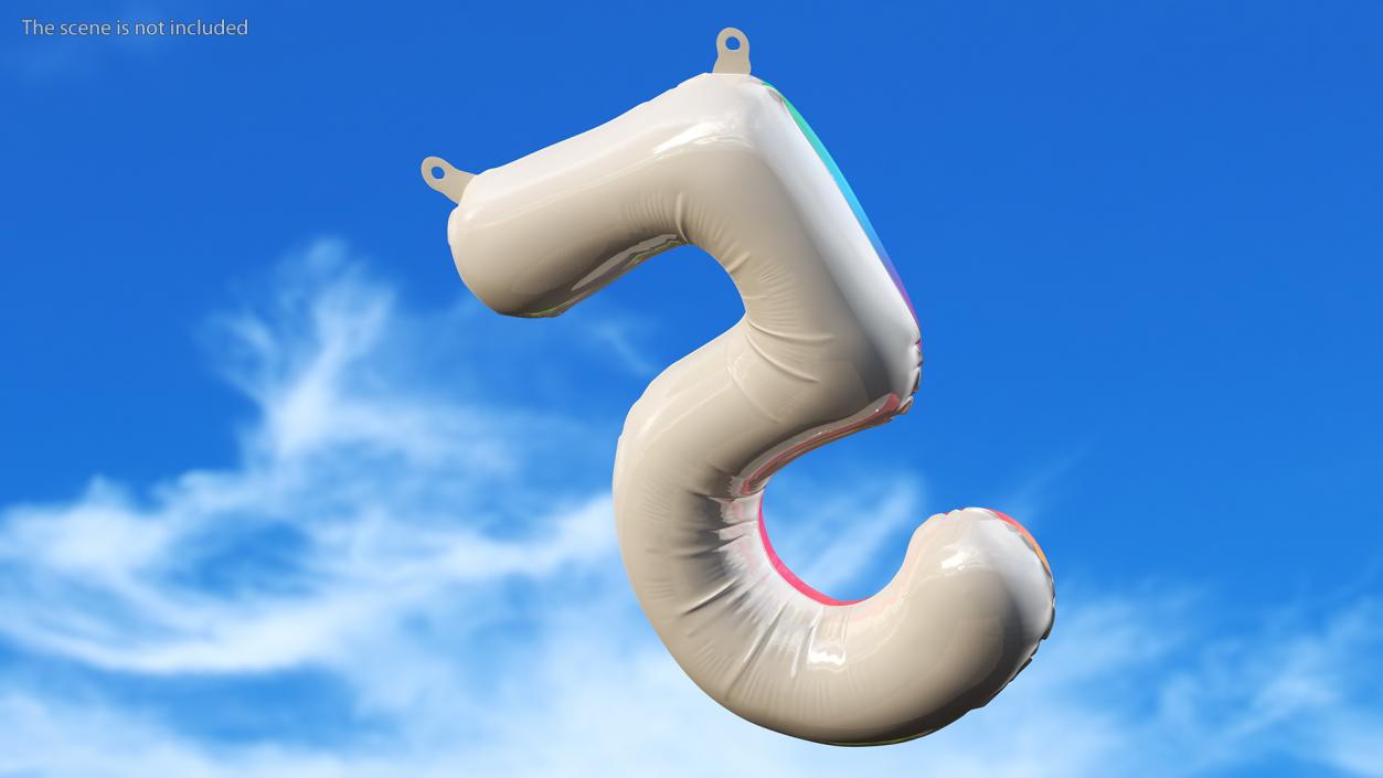 3D model Balloon Numbers 5 Rainbow