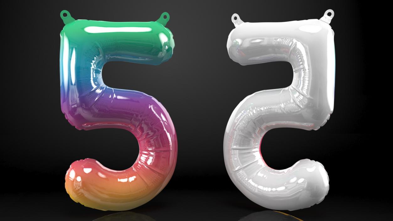 3D model Balloon Numbers 5 Rainbow