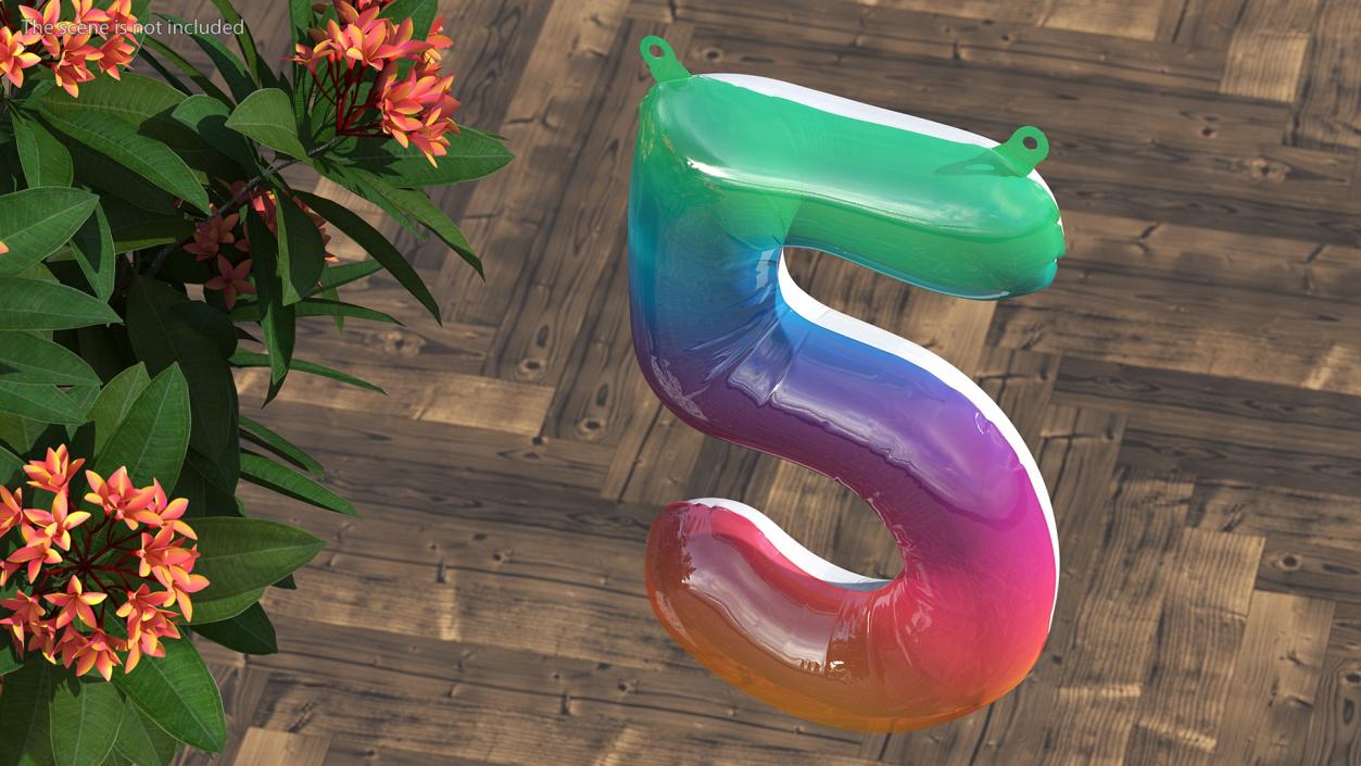 3D model Balloon Numbers 5 Rainbow