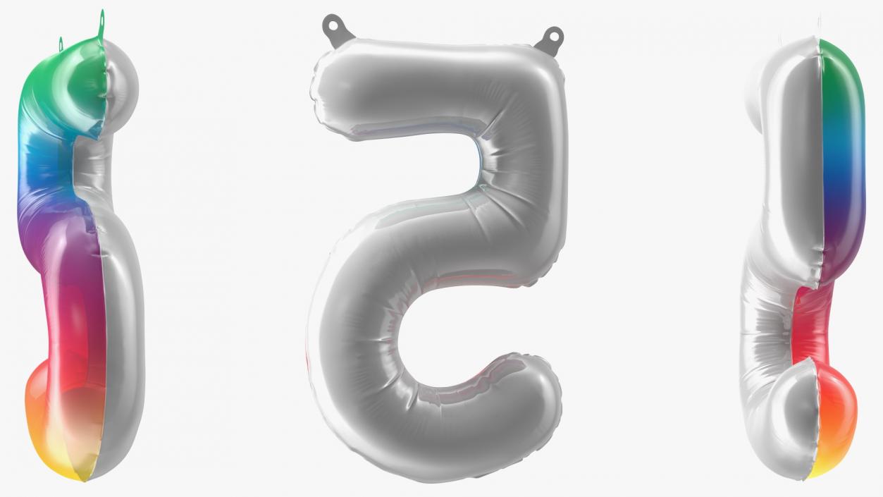 3D model Balloon Numbers 5 Rainbow