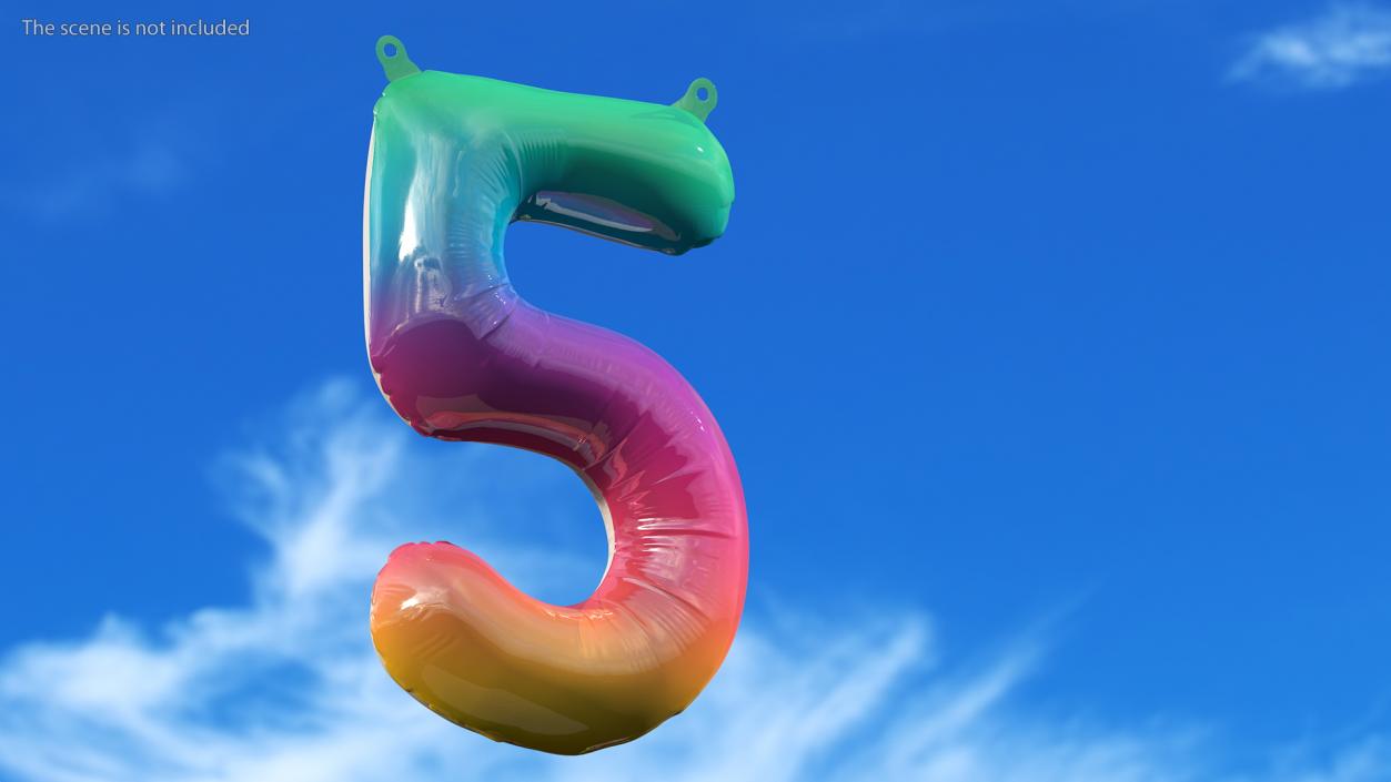 3D model Balloon Numbers 5 Rainbow