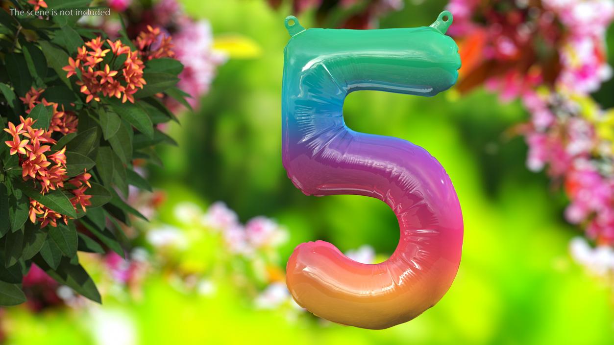 3D model Balloon Numbers 5 Rainbow